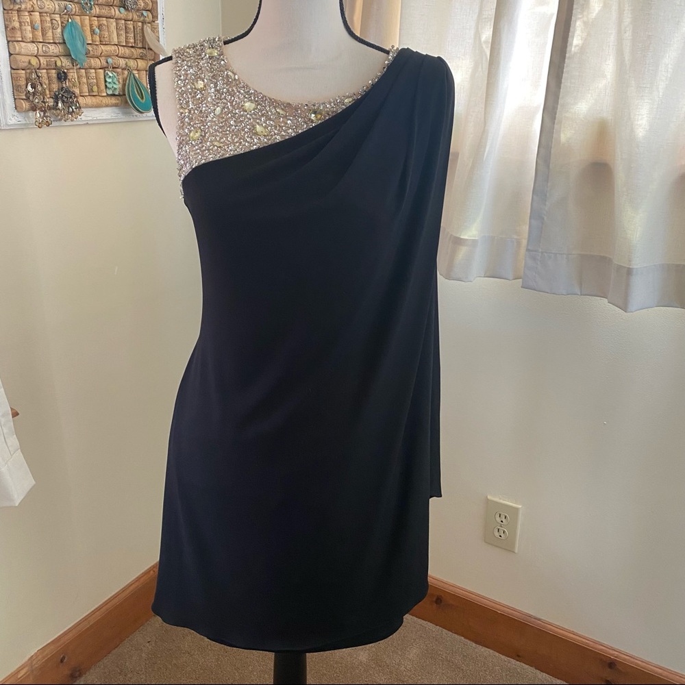 JS Boutique Embellished Black Cocktail Dress. Sz 6